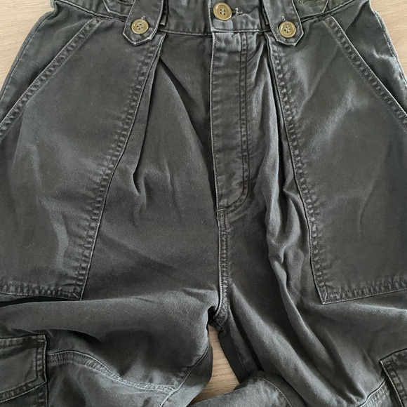FREE PEOPLE AGOLDE MILA UTILITY CARGO PANTS BALLOON / HIGH WAIST FADED BLACK 25 - Picture 4 of 8